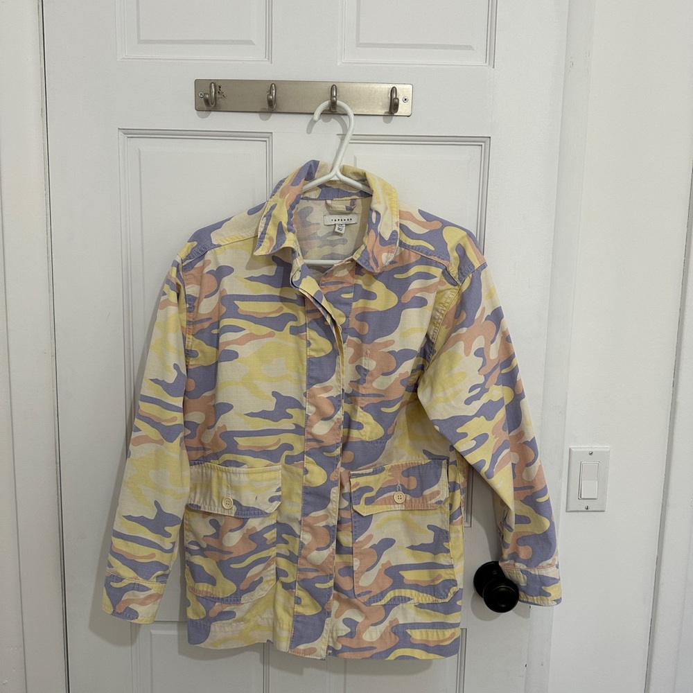 Topshop Camouflage Jacket in Pastel Tones